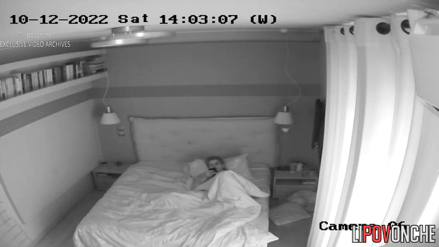 Lonely lady got an orgasm under the blanket, solo
