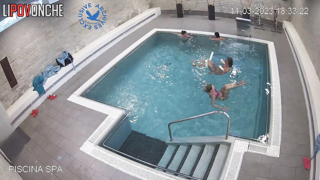 This place is heaven - sexy milf are swimming naked in the pool all together