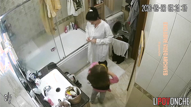 Relatives get together for a holiday / bathroom video