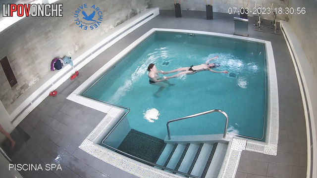 Old fart relaxing in the warm pool / public video