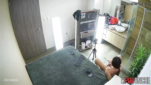 Skinny brunette playing with her favorite sex toy