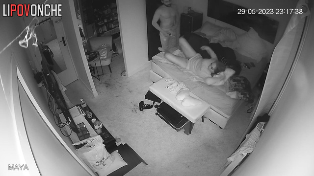 Handsome bearded guy making her an intimate massage