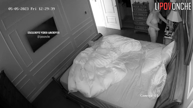 She was looking for something in her room (topless blonde)