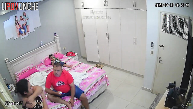 Horny wife sitting on the knees her mature husband