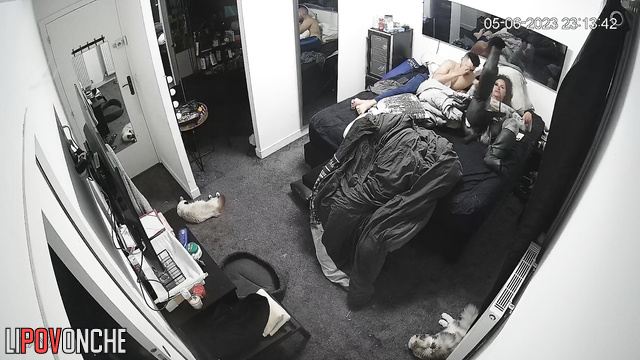 Couple chilling in the bed with fuck and tv watching
