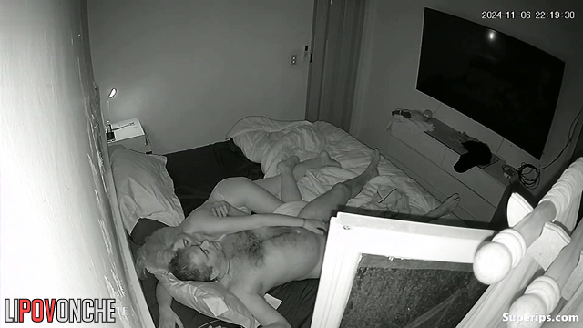 People hugging hotly after sex - hidden bedroom scene