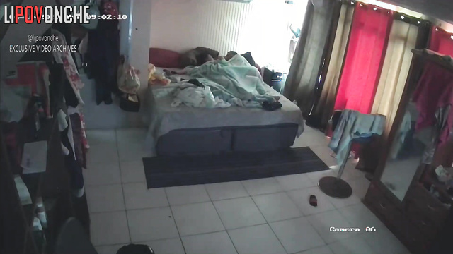 Naked lady sucking his big balls (hidden bedroom tape)