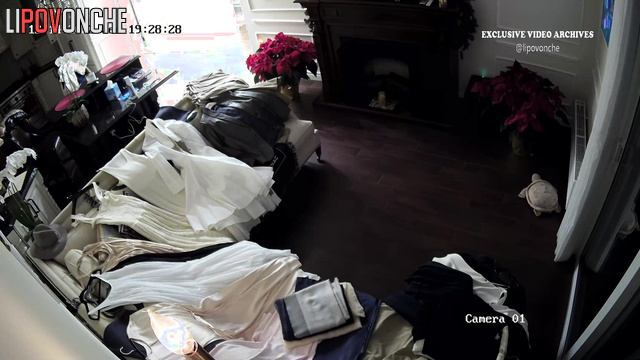 Pretty blonde changing clothes and being watched