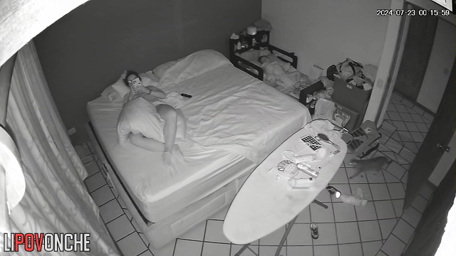 Solo sex tape under the blanket - babe loves playing with herself