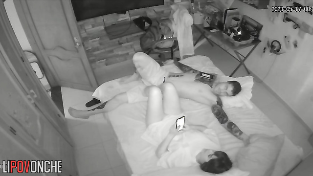 Tattooed guy relaxing with his best friends and wants to fuck