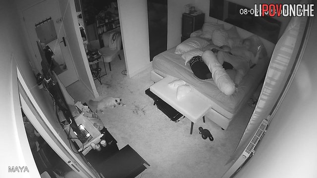 Girl looking for something in her panties (at night)