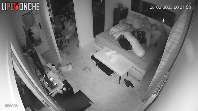 Girl looking for something in her panties (at night)