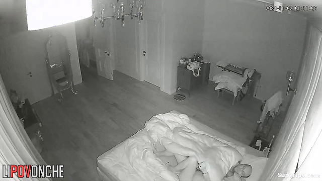 Blonde seduced her mature lover being in the bed