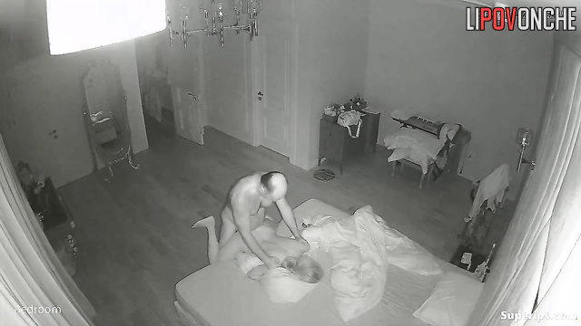 Blonde seduced her mature lover being in the bed
