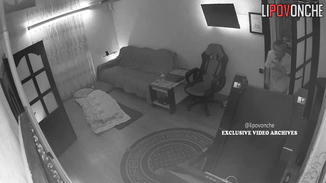 Blonde teasing her boyfriend in front of TV (hidden tape)