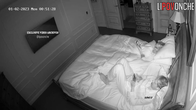 Couple chatting with friends in the bed (after work)