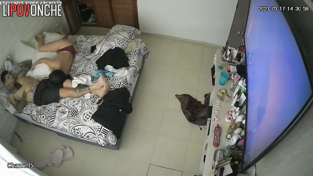 Young couple enjoying passion after boring tv watching