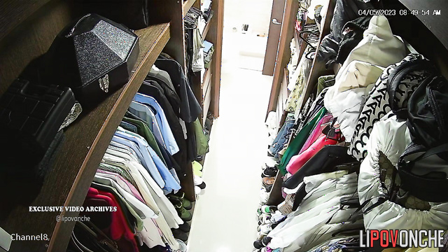 Naked girl wiped dry herself with towels in her dressing room