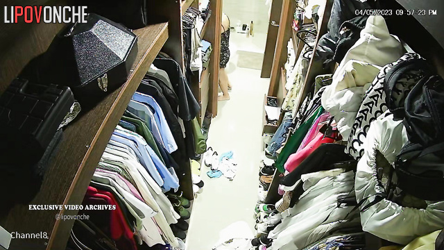 Naked girl wiped dry herself with towels in her dressing room