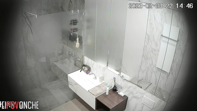 Lady cleaning herself up in the shower (bathroom video)