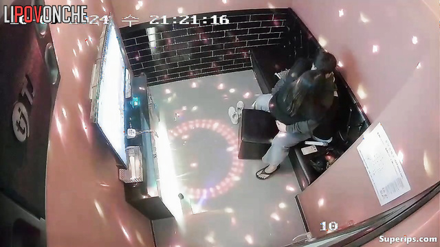 Asian couple having amazing petting in the karaoke club
