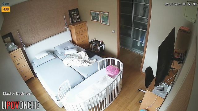 She sitting naked on a chair and trying to get ready for work