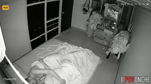 Night camera fixed hot and sensual movements on the bed
