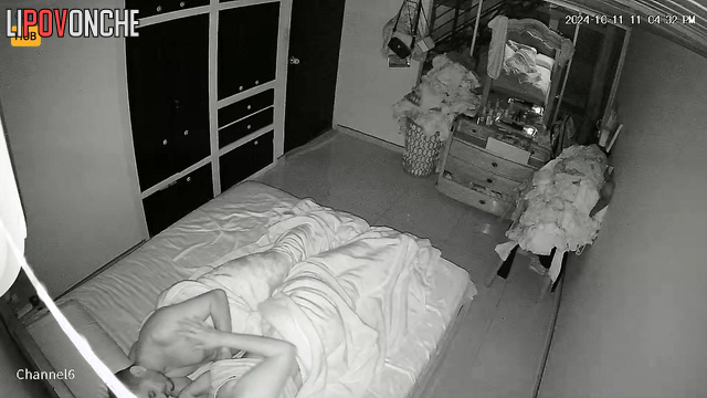 Night camera fixed hot and sensual movements on the bed