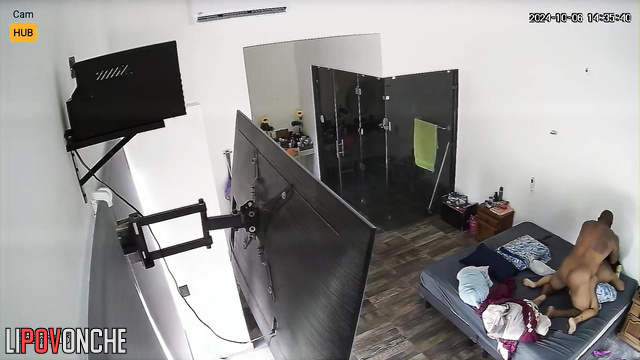 Home video from hidden camera: Hot fuck Mexican wife with chubby ebony husband.