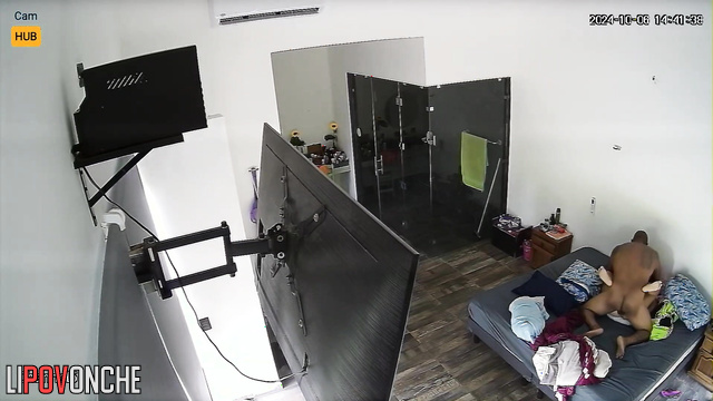 Home video from hidden camera: Hot fuck Mexican wife with chubby ebony husband.
