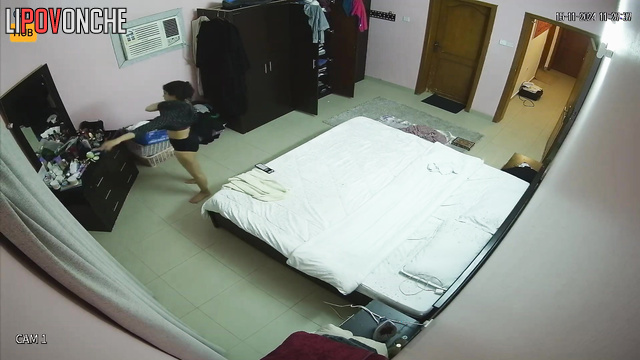 Live video from her bedroom - busty lady changing clothes