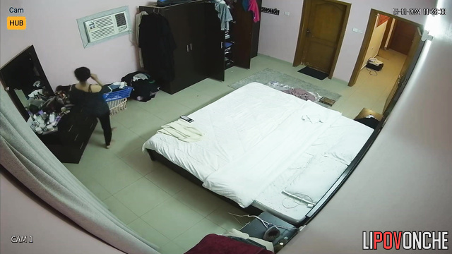 Live video from her bedroom - busty lady changing clothes