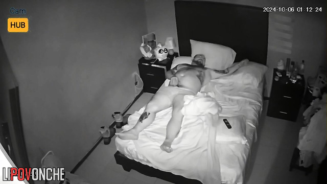 Cozy evening of chubby couple / bedroom night video