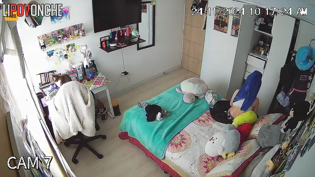 Solo scene in the bedroom - babe thinking about what to wear