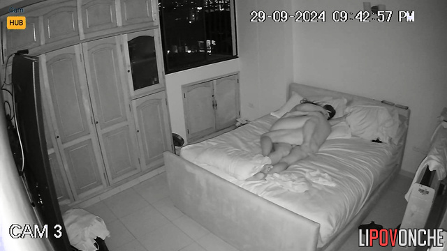 Romantic bedroom evening exposed by secret cam
