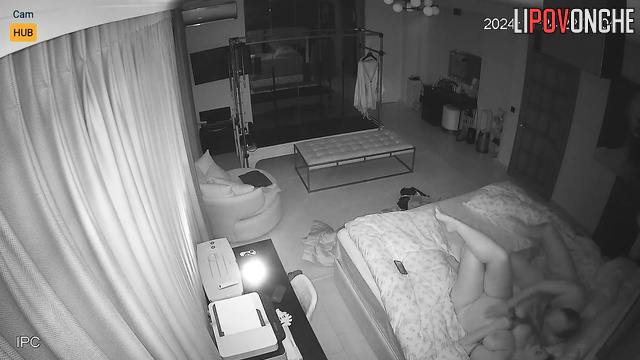 Tender night in the bedroom fixed on a secret cam