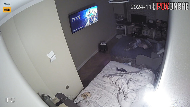 Hidden camera fixed romantic night in the bedroom