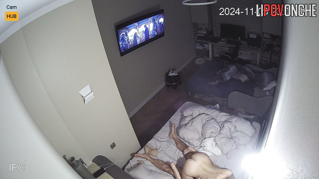 Hidden camera fixed romantic night in the bedroom