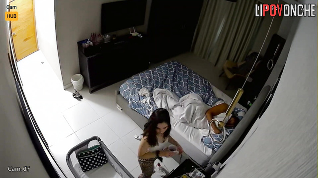 Hidden camera records tender night in the cozy bedroom