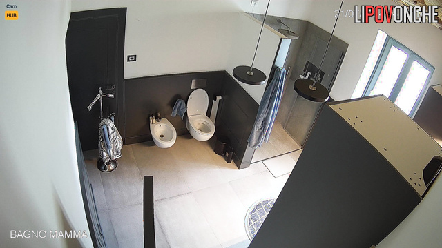Skinny italian lady peeing very elegant, bathroom video