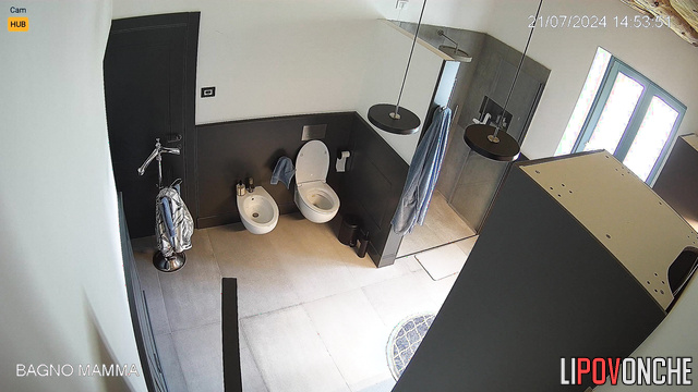 Skinny italian lady peeing very elegant, bathroom video