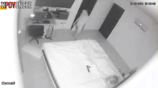 Naked people in the empty bedroom enjoying each other