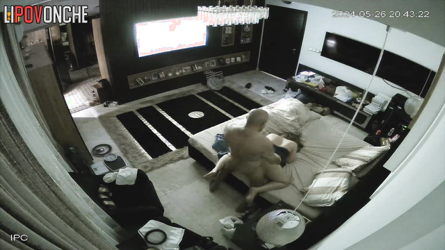 Horny bald guy fucking his wife with a big pleasure