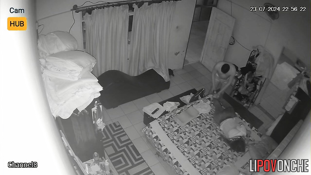 Tanned couple moved their bed during passionate fuck