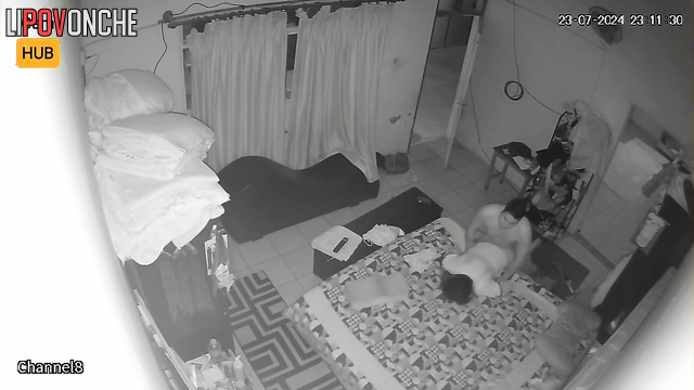 Tanned couple moved their bed during passionate fuck