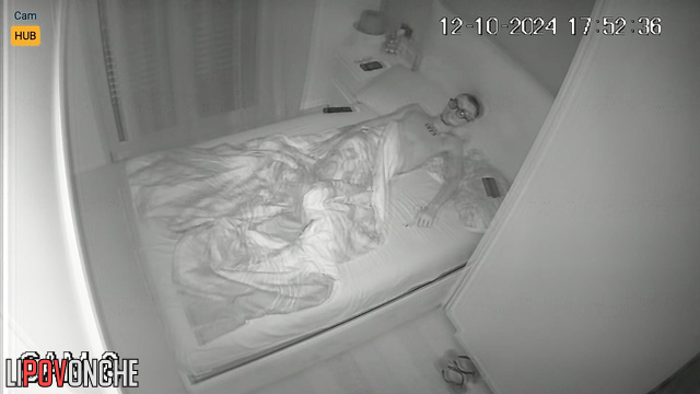 Two skinny students having fun in the bed after university