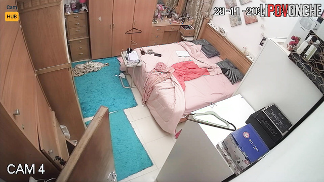 See how good her boobs are looking while she gets undressed (solo hidden cam video)