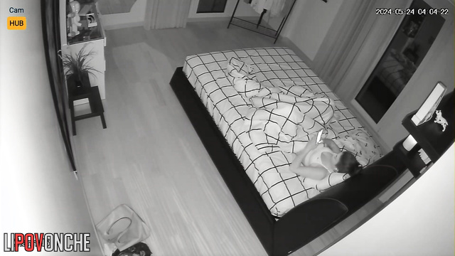 Lonely pretty girl masturbating after awakening