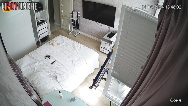 Sexy russian girl playing console in white underwear