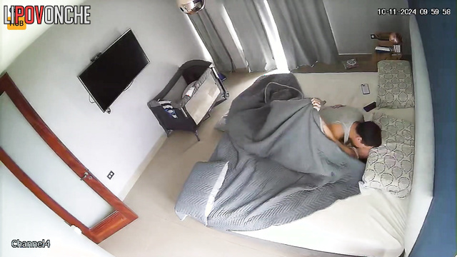 Tender missionary sex with sweet kisses under sheets